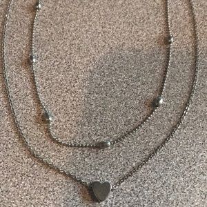 Two Silver Toned Necklaces Wear Together Or Single